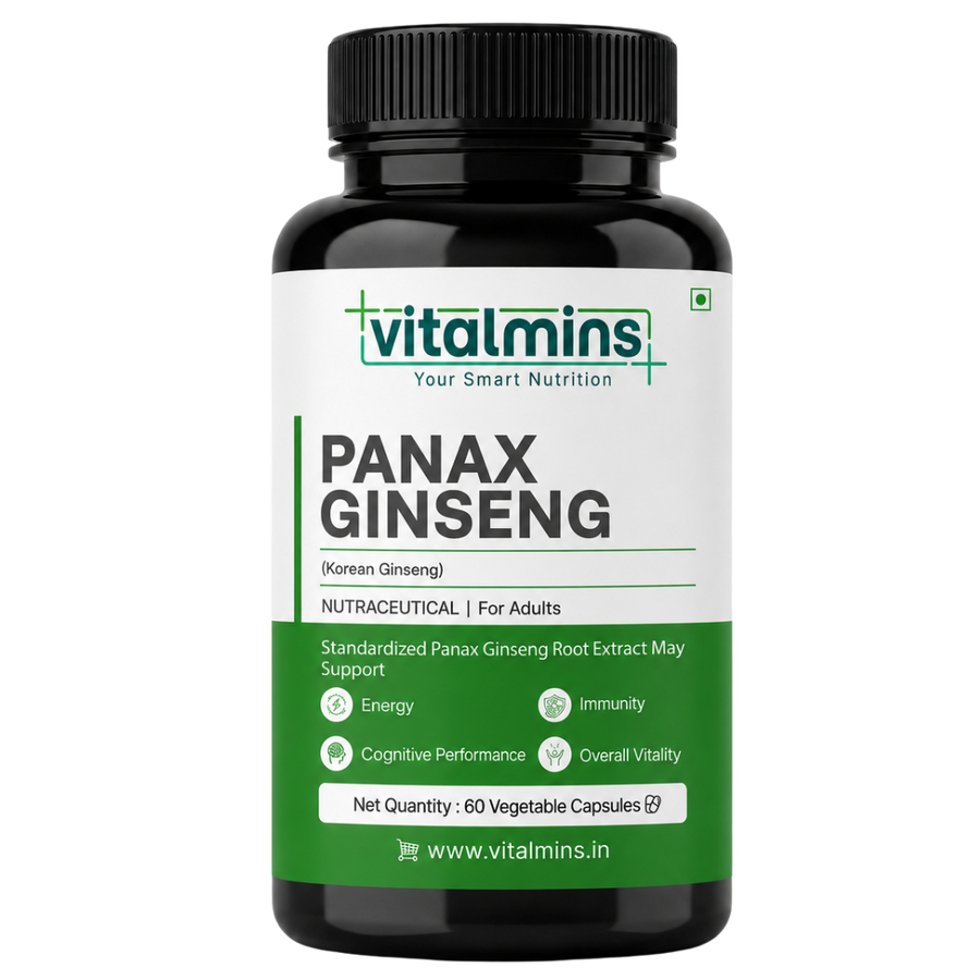 Vitalmins Panax Ginseng Capsules for Energy and Wellness Support