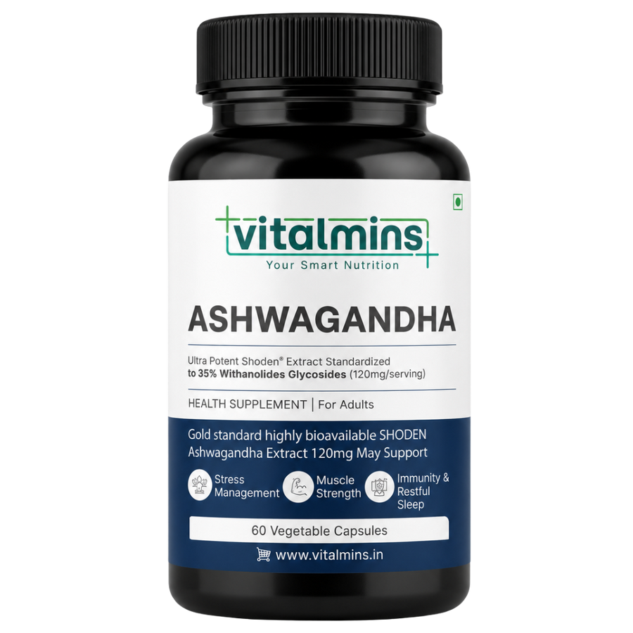 Vitalmins Ashwagandha Shoden Capsules for Stress Relief and Wellness