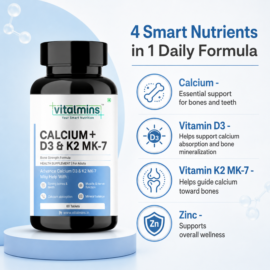 Vitalmins Calcium with D3 & K2 MK-7 Tablets