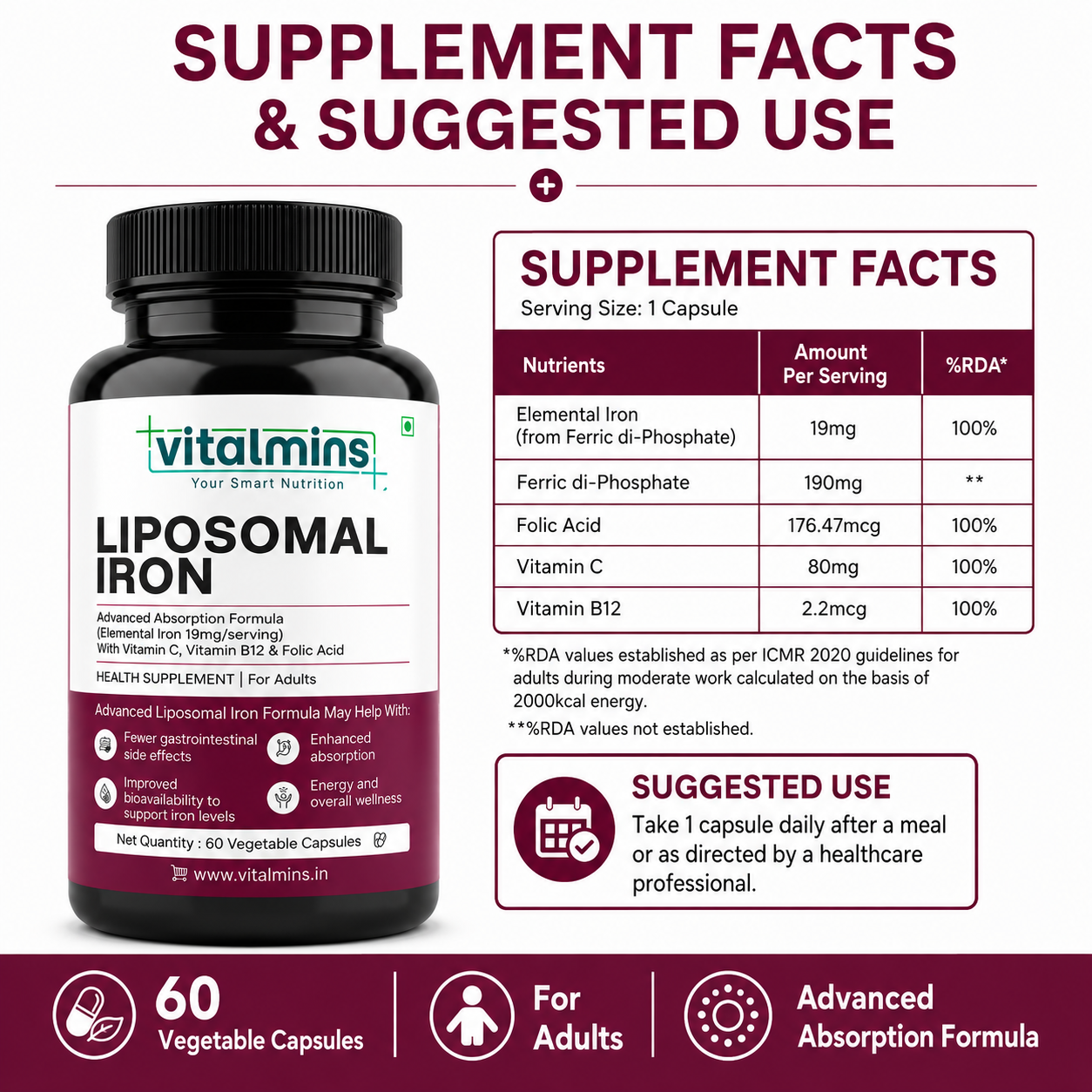 Vitalmins Liposomal Iron Capsules