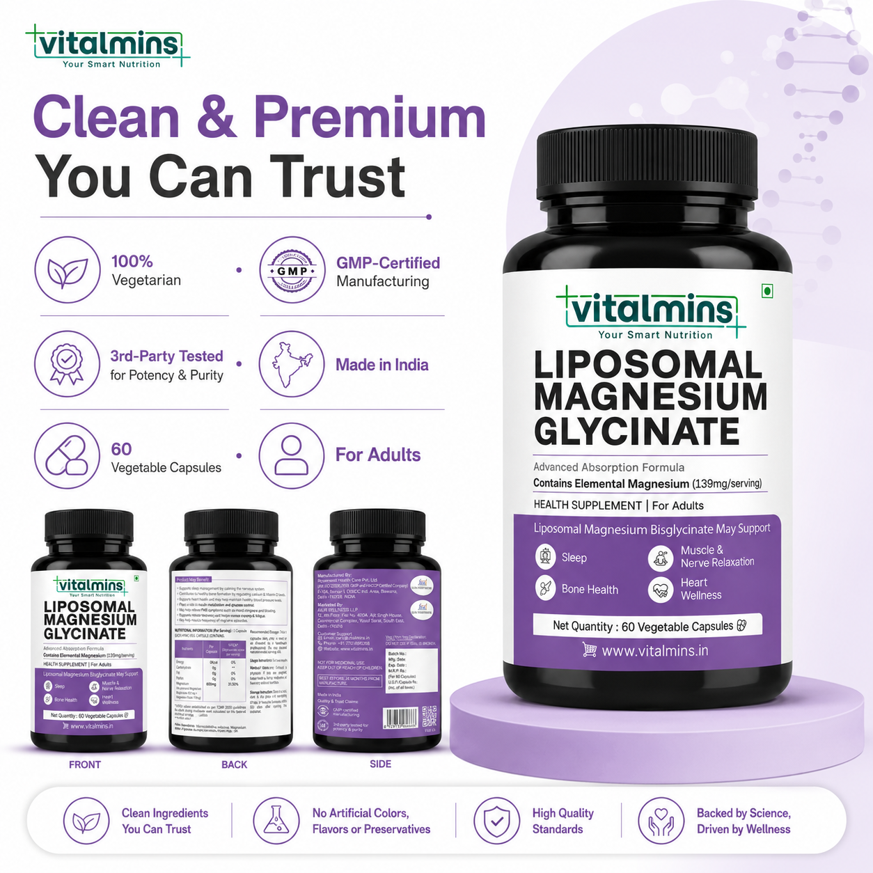 Vitalmins Liposomal Magnesium Glycinate Capsules
