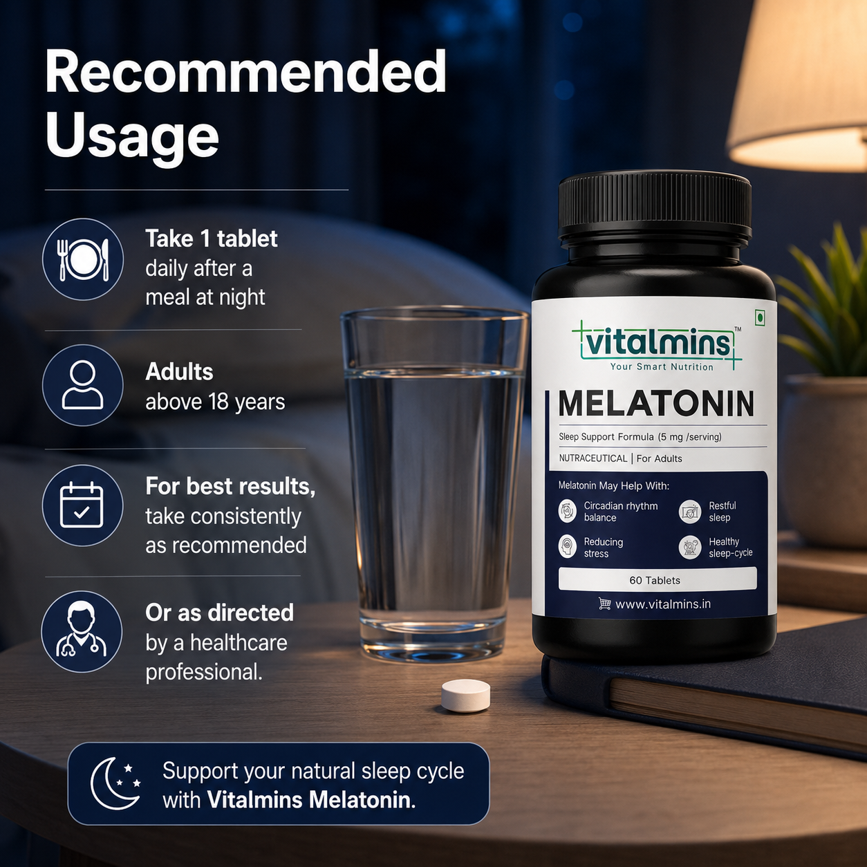 Vitalmins Melatonin Sleep Support Tablets