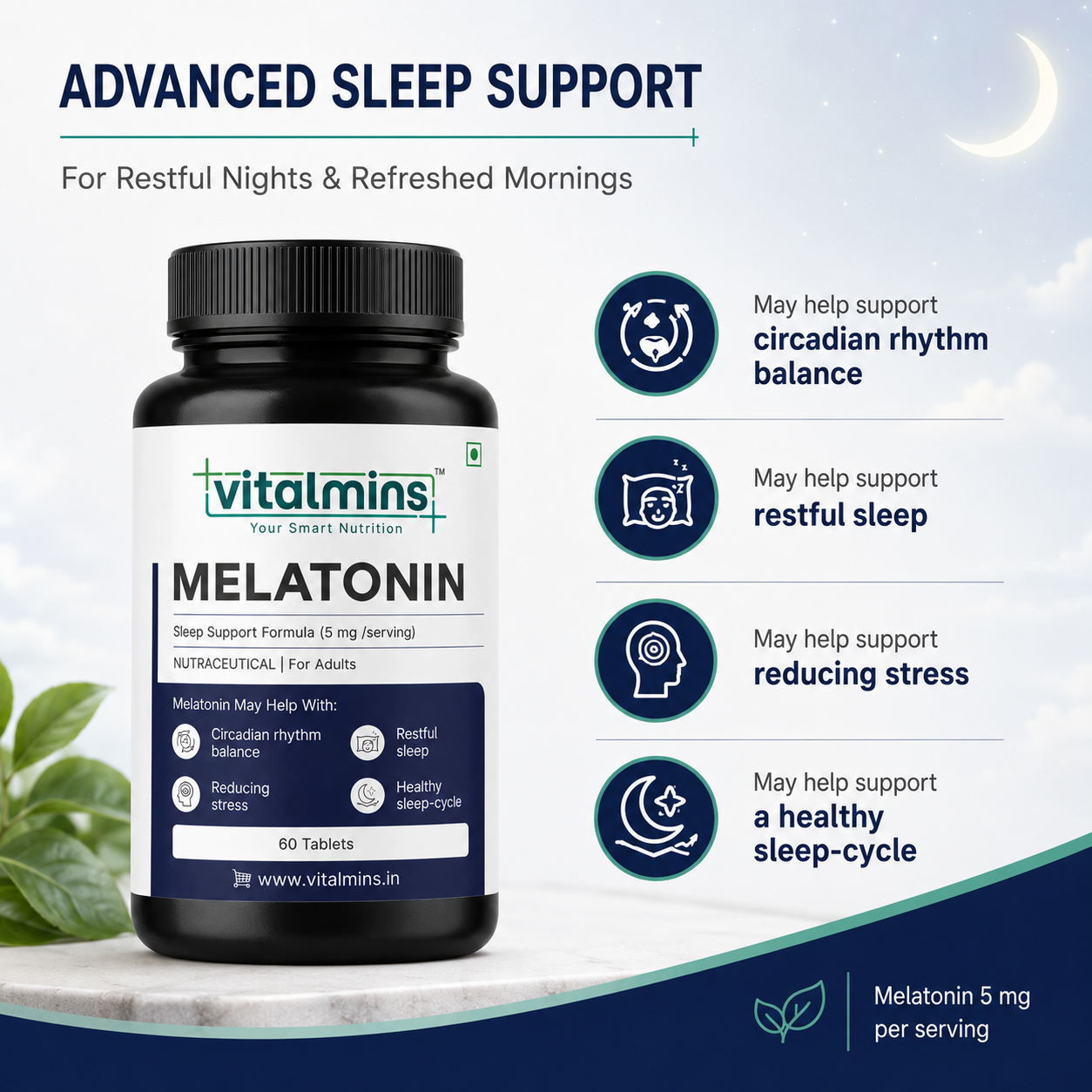 Vitalmins Melatonin Sleep Support Tablets