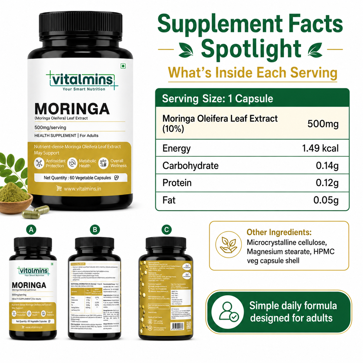 Vitalmins Moringa Leaf Extract 500MG