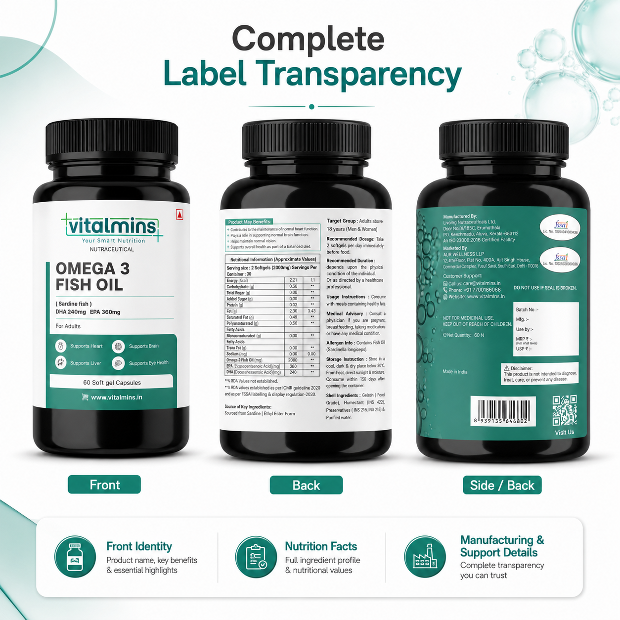 Vitalmins Omega 3 Fish Oil Softgels
