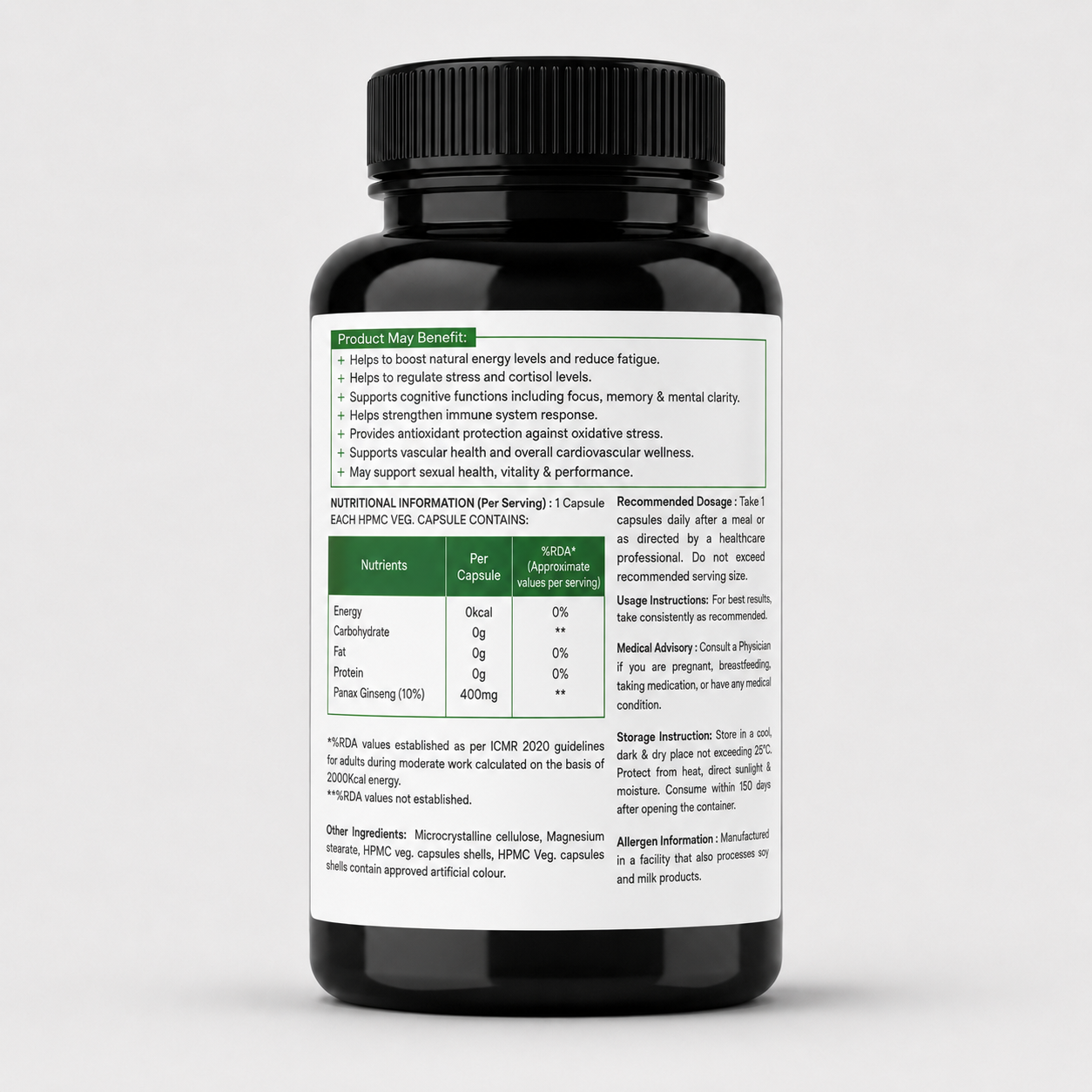 Vitalmins Panax Ginseng Capsules - Vitalmins
