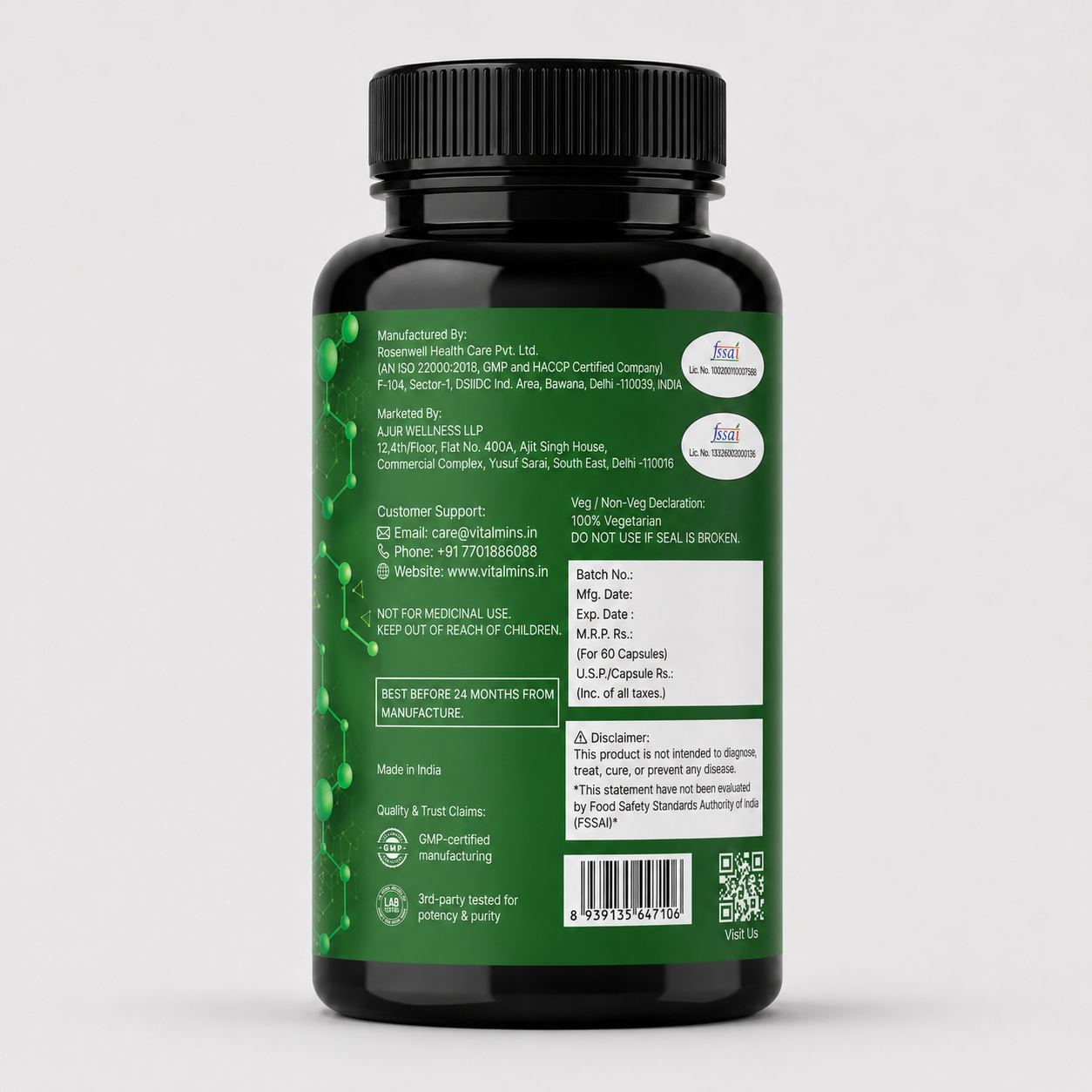 Vitalmins Panax Ginseng Capsules - Vitalmins