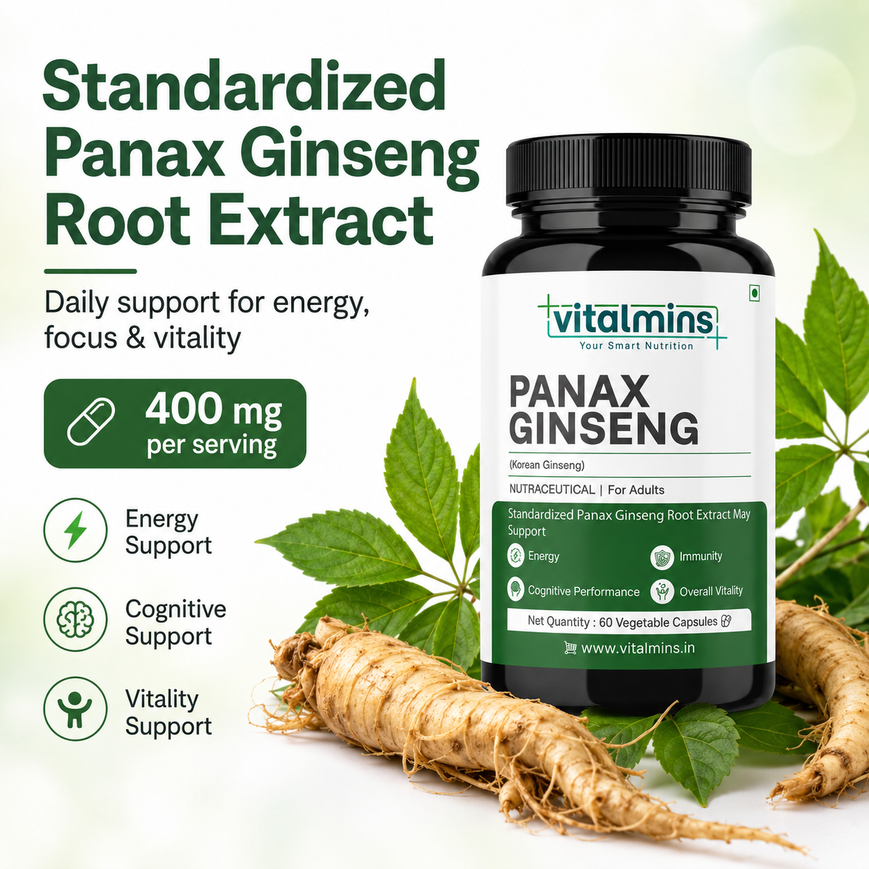 Vitalmins Panax Ginseng Capsules - Vitalmins