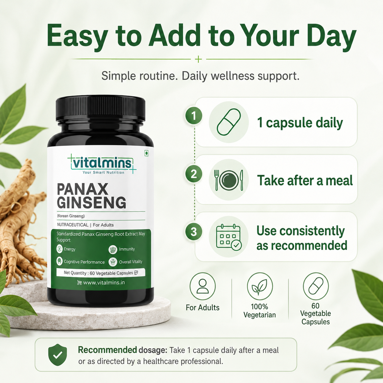 Vitalmins Panax Ginseng Capsules - Vitalmins