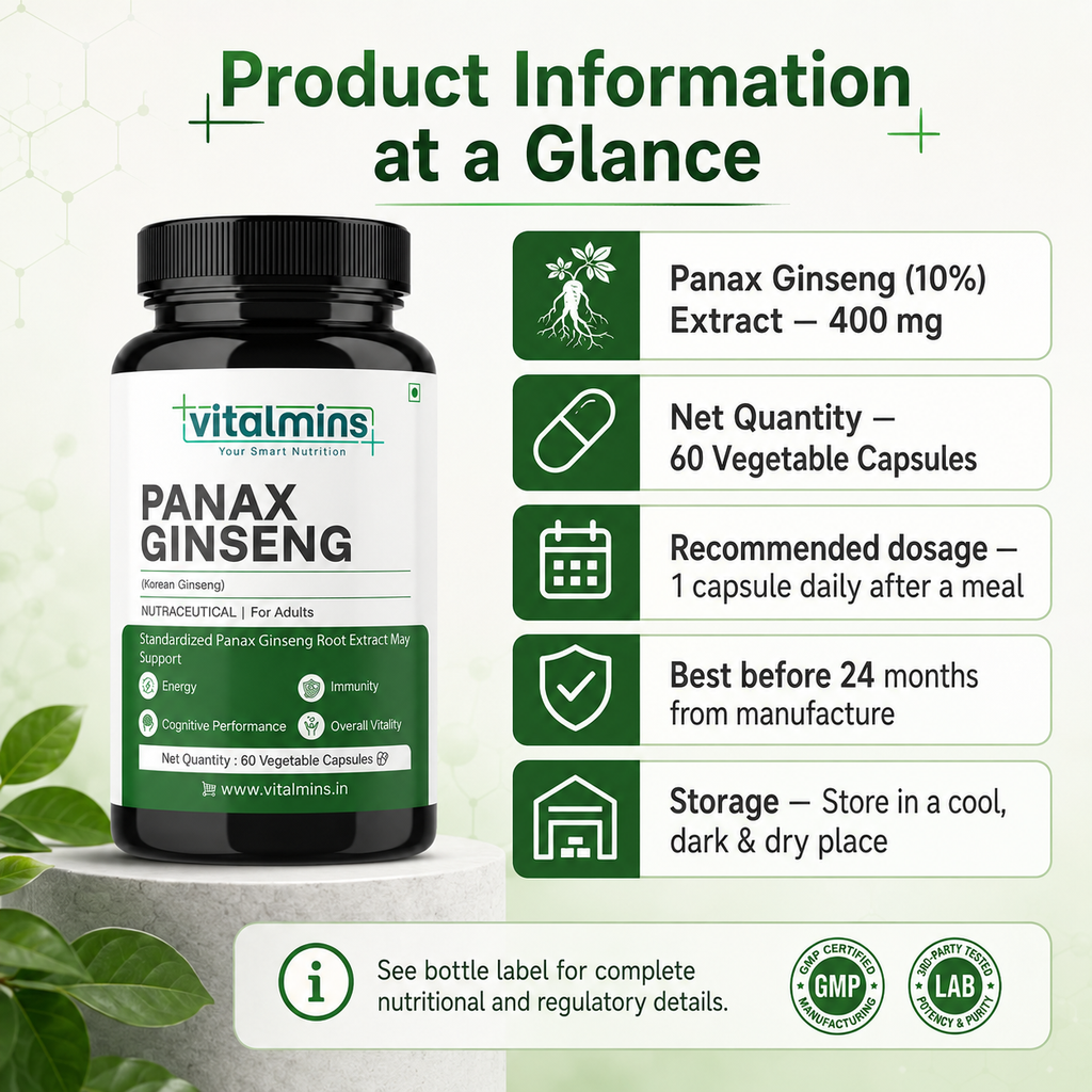 Vitalmins Panax Ginseng Capsules - Vitalmins