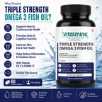 Vitalmins Triple Strength Omega 3 Fish Oil Softgels