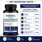 Vitalmins Triple Strength Omega 3 Fish Oil Softgels