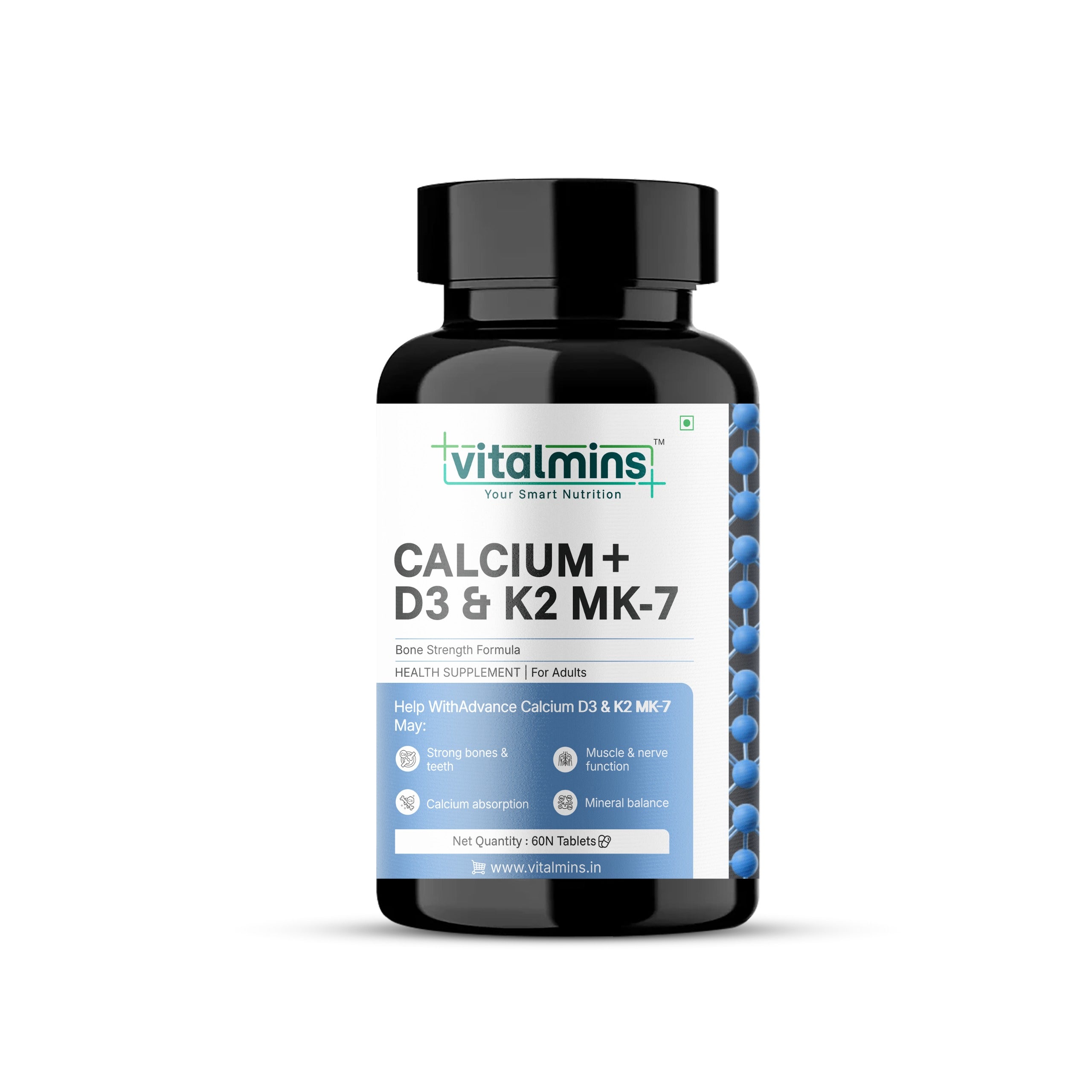 Vitalmins Calcium with D3 & K2 MK-7 Tablets